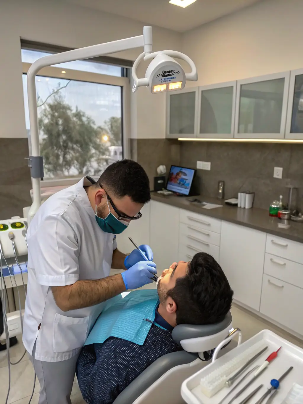 A dentist carefully fitting a crown onto a patient's tooth, emphasizing the precision and quality of materials used in the procedure.