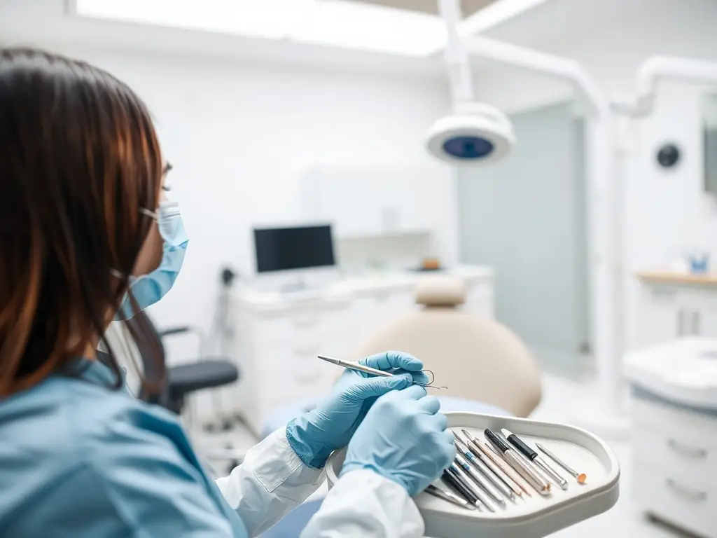 An image of a dental clinic in Albania that has received international certifications and adheres to strict hygiene protocols. The image should convey safety, reliability, and adherence to global standards.